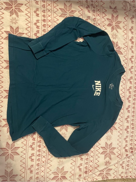 Nike Tops - Nike Teal Crewneck Long Sleeve Shirt with White Logo